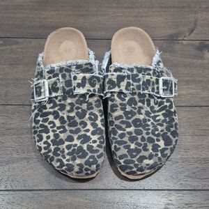 Leopard Print Women's Mules with Buckle